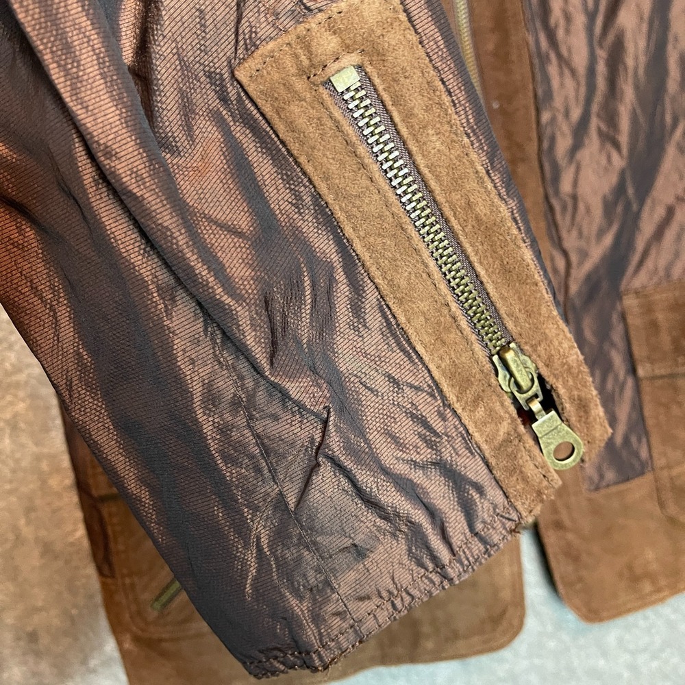 Chicos 3 Women Western Cowboy Mixed Media Leather Lightweight Full Zip Jacket XL - Picture 5 of 11